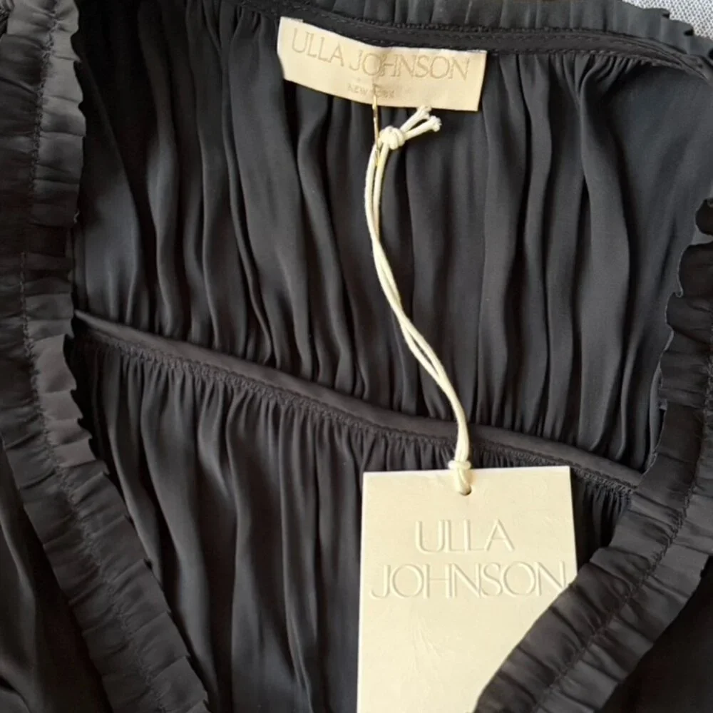 Ulla Johnson, Olivia Midi Dress in Black Satin, Size 0 - Picture 10 of 16